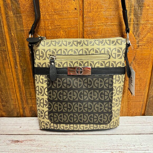 Giani Bernini Handbags - GIANI BERNINI Block Signature Pocket North South Crossbody - Taupe